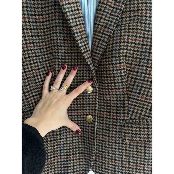 J. CREW Wool Blend Schoolboy Blazer in Camel Multi Houndstooth Size 6 - Picture 5 of 9